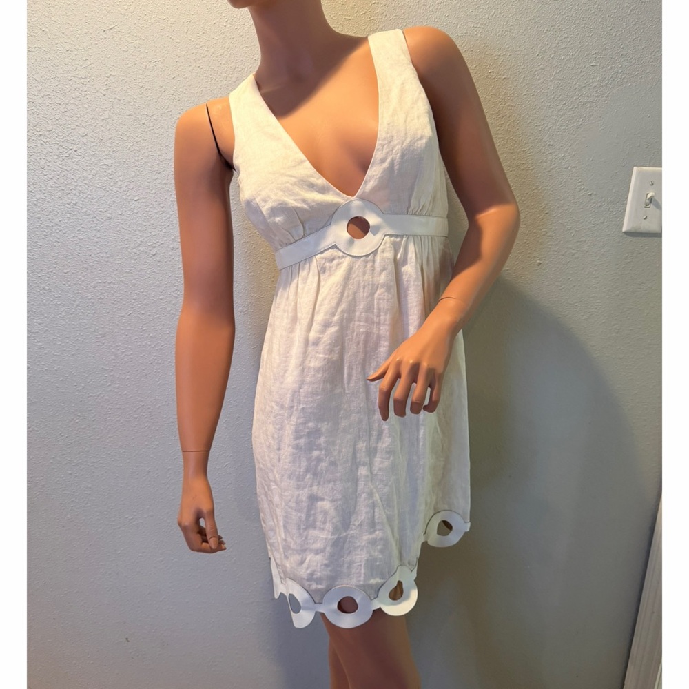 White Sleeveless Dress with Cutout Details